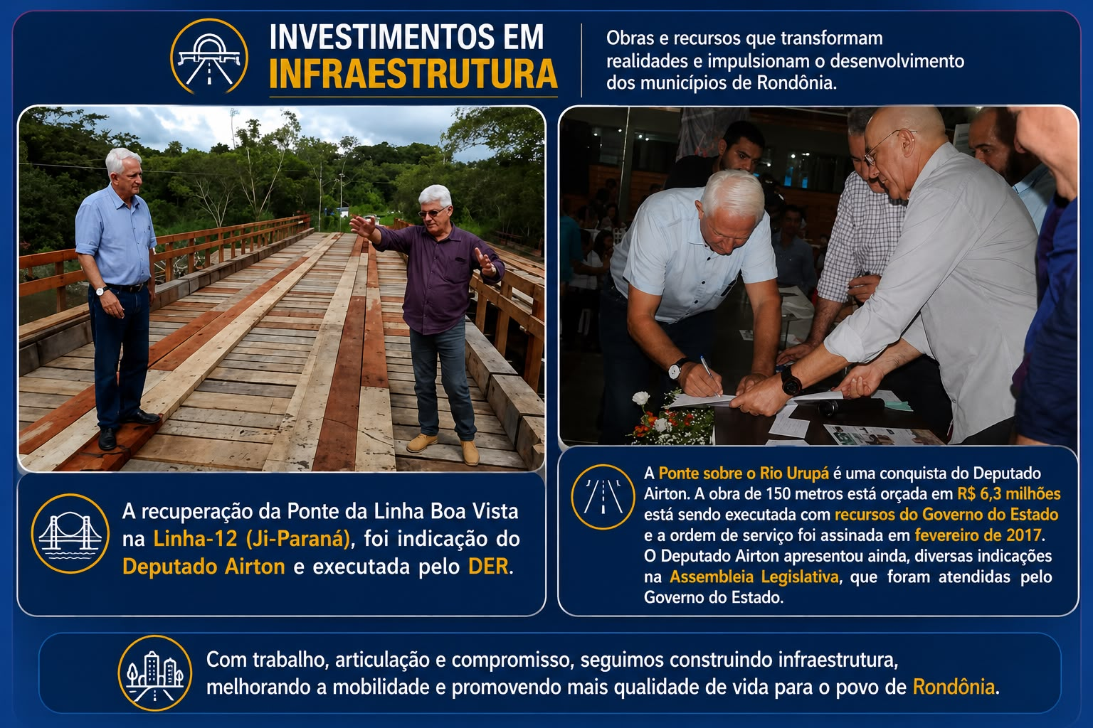Obras de infraestrutura e pontes em Rondônia