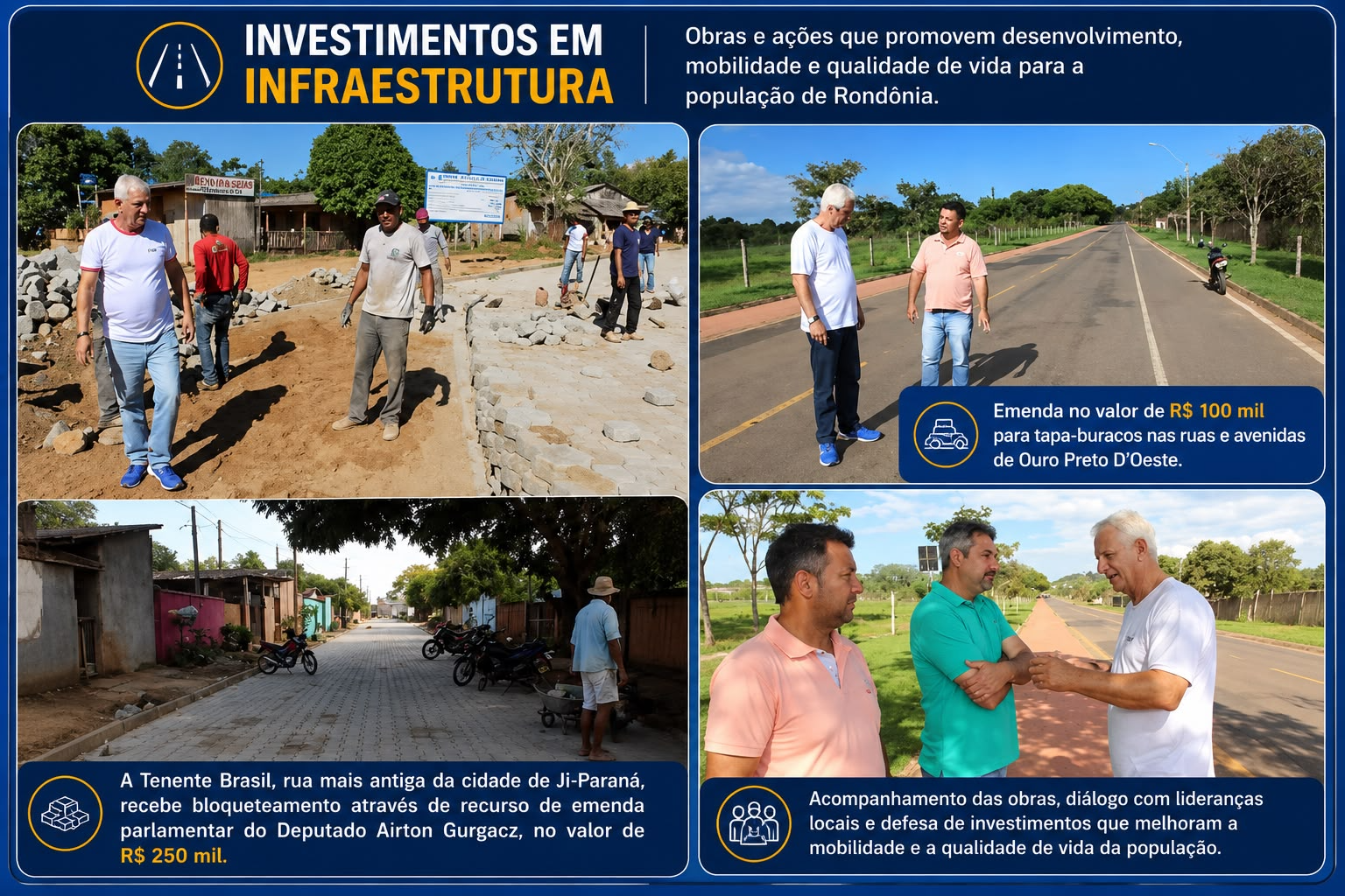 Obras de bloqueteamento, tapa-buracos e mobilidade urbana em Rondônia