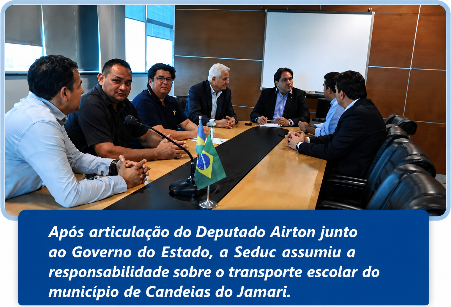 Reunião com o Governo do Estado sobre transporte escolar de Candeias do Jamari